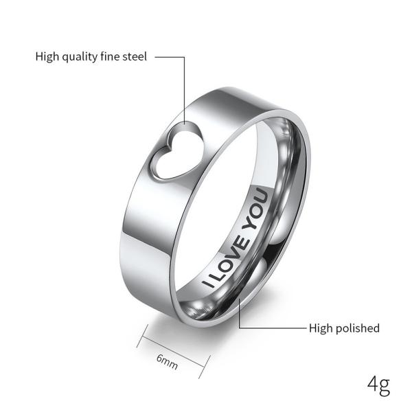 Wedding Party Gold Plated Stainless Steel Heart Ring Valentine'S Day Ring Custom