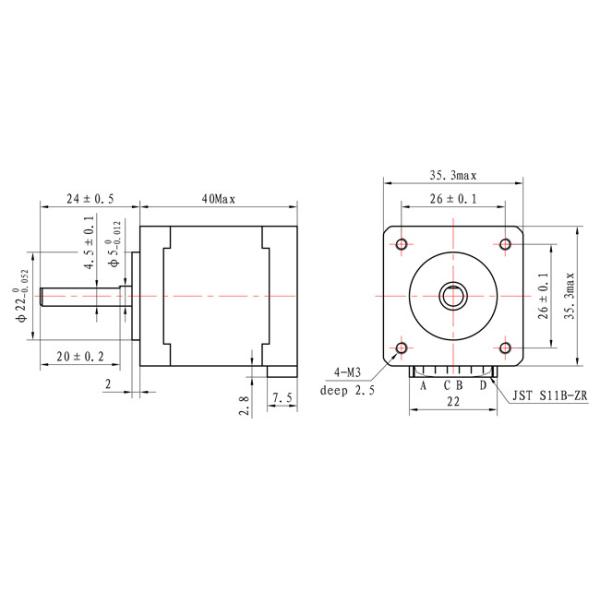 0.5A Casun NEMA 14 Stepper Motor 40mm Body High Torque DC Motor