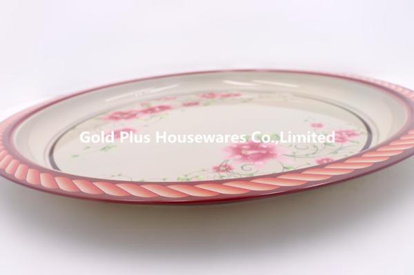 40cm Decor dishes plate for salad dinner SS flower decal pasta plate for hotel