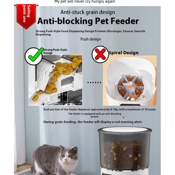 Smart WIFI Automatic Pet Feeder Solid Pattern Stainless Steel Mobile Phone Remote Control Via APP New Dual Chargeable Plastic