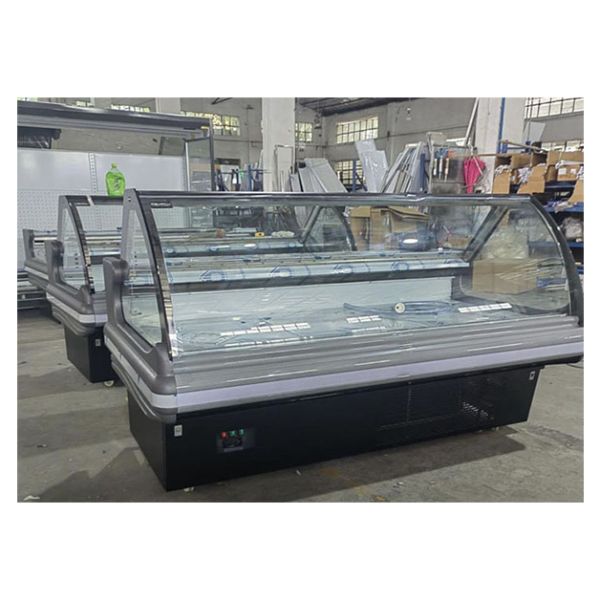 Estructura de acero inoxidable de vidrio horizontal almacenamiento comercial de alimentos cocinados congelador refrigerado