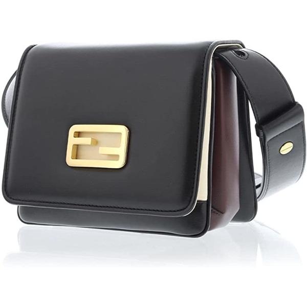 Fendi Id Flap Tricolor Black Leather Shoulder Bag 8BT328 Includes Dust Bag