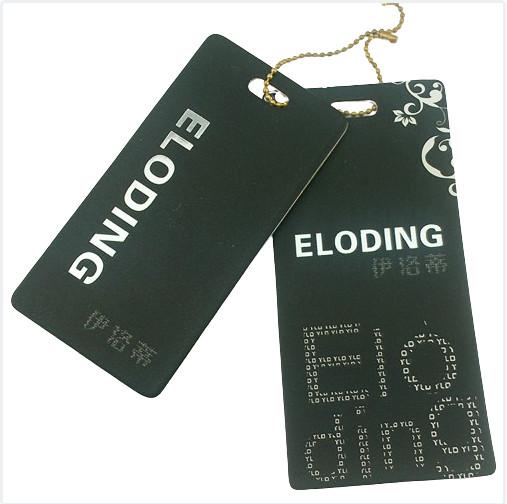 Double Sided Matte Custom Hang Tag Labels With Cord Black Custom Cardstock Tags