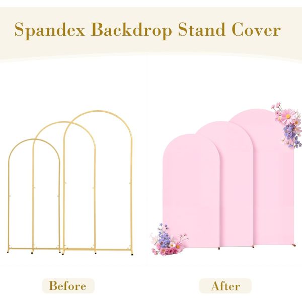 Pale Pink Arch Covers 3 Piece,Spandex Arch Backdrop Cover for Wedding、 Baby Shower 、Birthday Party