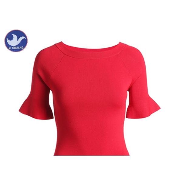 Trumpet Half Sleeves Womens Knit Pullover Sweater Slim Fitting Summer Clothing