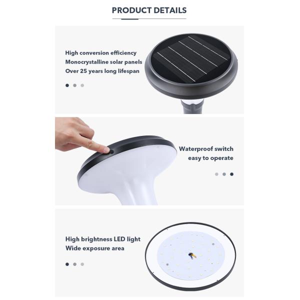 El pilar solar de la columna del jardín al aire libre del OEM enciende 150 lúmenes de a prueba de mal tiempo