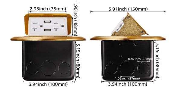 Customized GFCI Water Rated Round Floor Socket 125v Brass Alloy