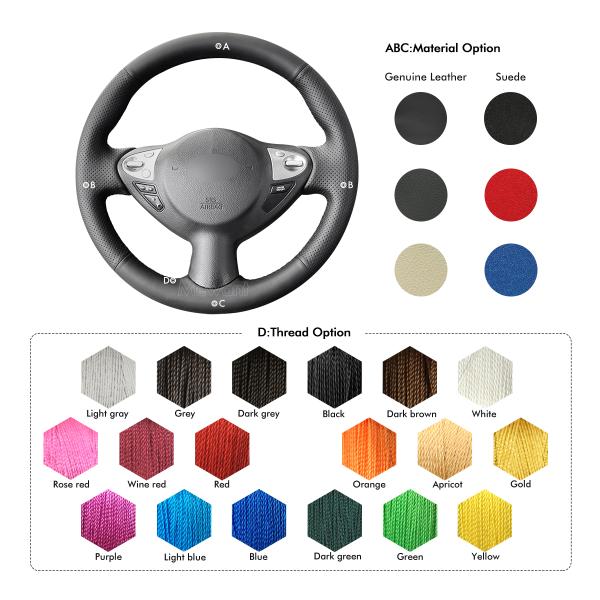 Custom Hand Stitched Orange Steering Wheel Cover for Infiniti FX FX30d FX35 FX37 FX50 QX70 Juke F15 2010-2019