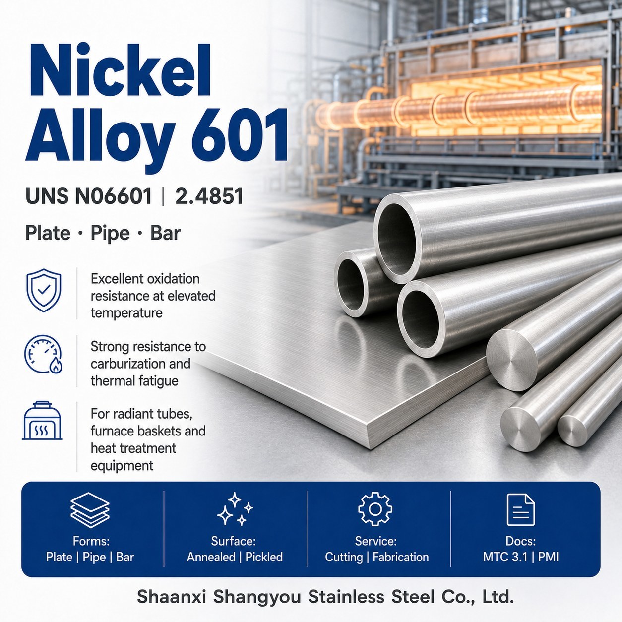 Nickel Alloy 601 | UNS N06601 | 2.4851 | Inconel 601