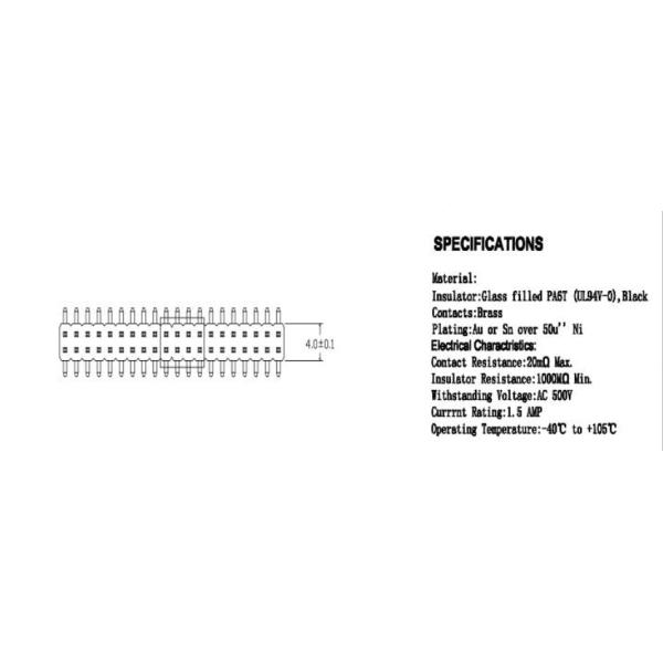 SMT Male Pin Header Connector Right Angle Gold Flash Dual Row Good  Insulation