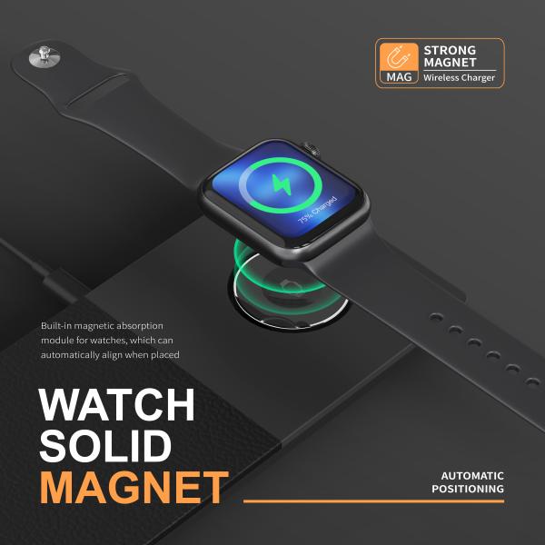 10W/7.5W/5W Qi Wireless Charger Stand Tipo de entrada C Capacidade de carregamento de 15W