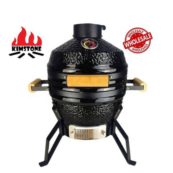 KIMSTONE Red Small Egg Shaped Indoor Charcoal Ceramic Table Bbq Griller