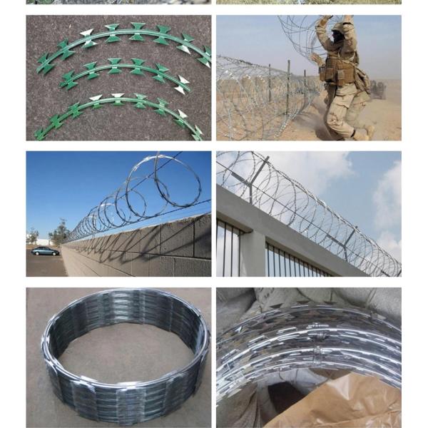 Customized Concertina Razor Wire , PVC Coated Razor Wire High Tensile