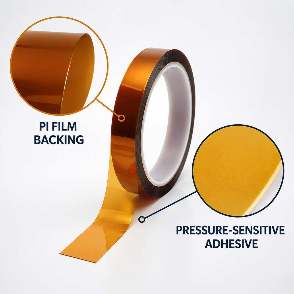 Single-Sided Polyimide Tape (PI Film Tape / Polyimide Adhesive Tape) – Silicone Adhesive for High-Temperature PCB Solder Masking, Electrical Insulation and Wrapping