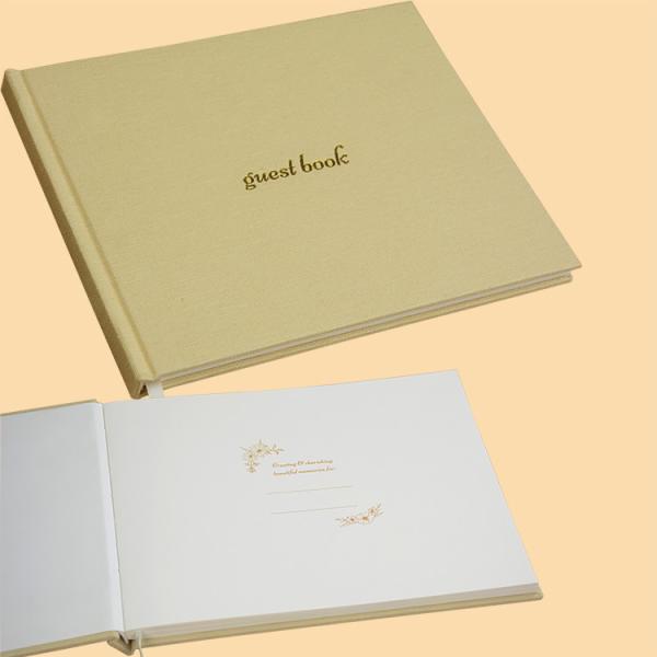 Customize B5 Linen Fabric Blank Hardcover Guest Book Gold Hot Foil Stamping Cover