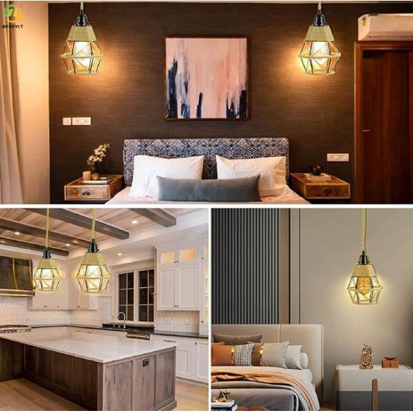 Home LED Nordic Iron Hemp Rope Pendant Light Art Baking Paint