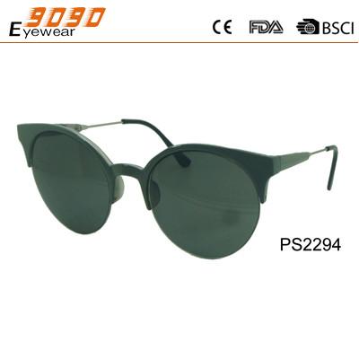 Semi-rimless  round sunglasses with metal temple and plastic tip,fashionaable style