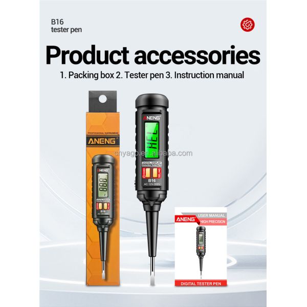 Digital Display Non Contact Voltage Detector with 12V to 300V Range, LCD Screen and Sound/Light Alarm
