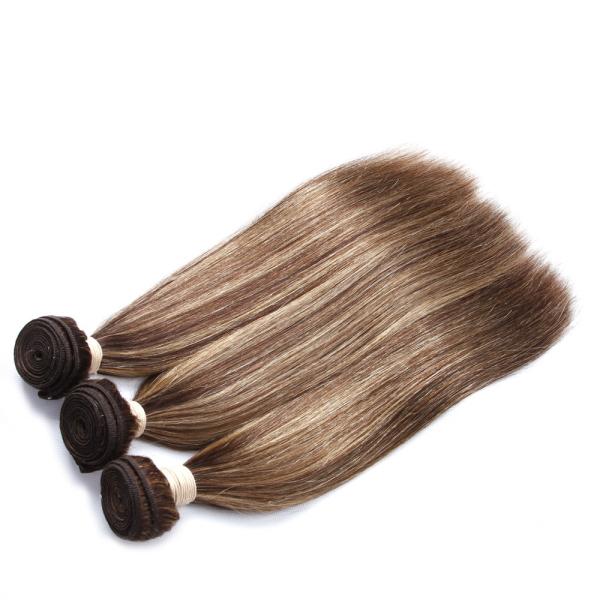 Pre-Colored Brazilian Remy Human Hair Weave Straight Color #P4/27 Piano Color Chocolate Brown