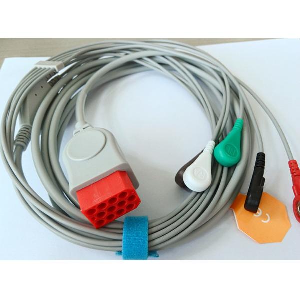 Red One Piece ECG Lead Wires 3.2 Metre Bionet ECG Cable ISO13485
