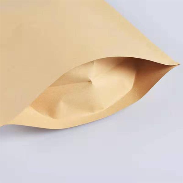 Degradable kraft paper food packaging vertical zipper brown white paper bag