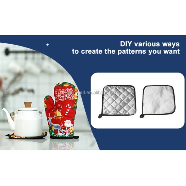 ZELOYAUT Sublimation Blanks Oven Gloves, Oven Mitts and Pot Holder Set for Sublimation, Home Using Sublimation Crafts