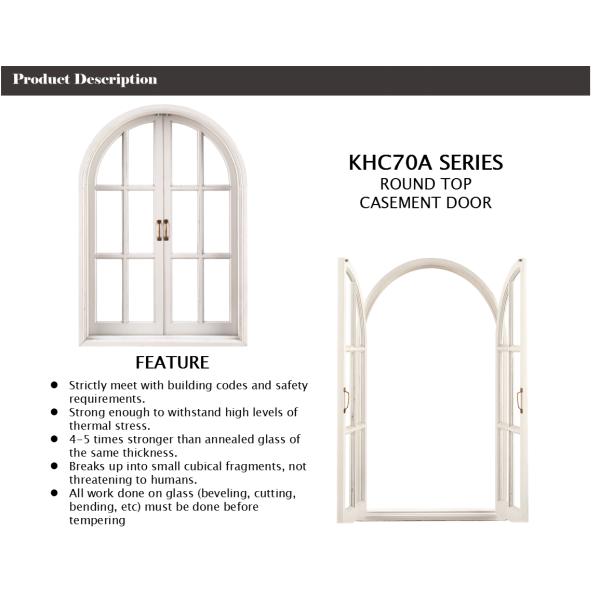 Round Arched Top Aluminum Casement Doors , Retro Exterior Doors With Hinge