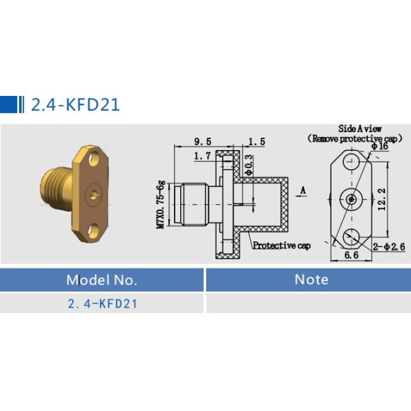 Stainless Steel 2.4mm RF Coaxial Connector with Microstrip ISO-9001-2015 Certified