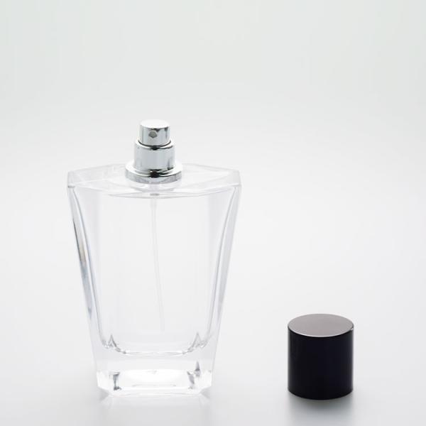Unique Perfume Glass Bottle 100 ml with Black Aluminum Perfume Cap