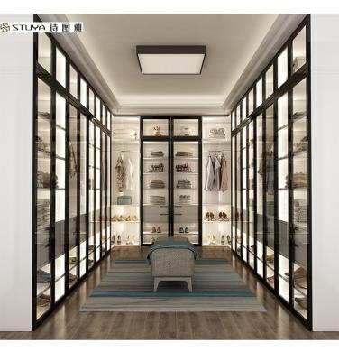 6ft By 6ft High End Walk In Closet Design Shoe Cabinet Glass Door Cloakroom