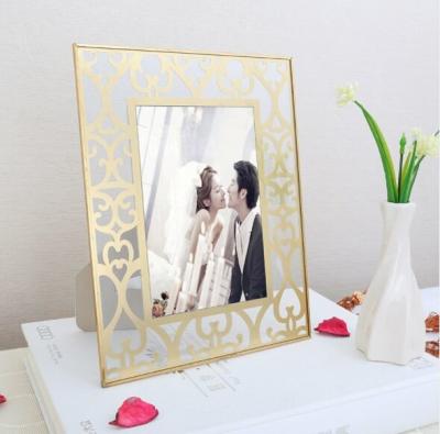 Elegant European Style Brass And Glass Picture Frame Desk Top Display