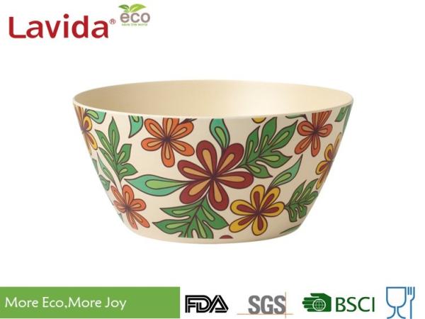 Classic Luxury Large Bamboo Soup Bowls Eco Friendly Unique Rustic Texture For Restaurant