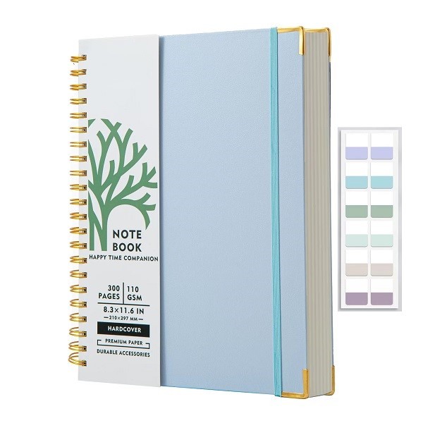 Spiral Bound Hardcover Notebook Journal With Elastic Band And Metal Corners