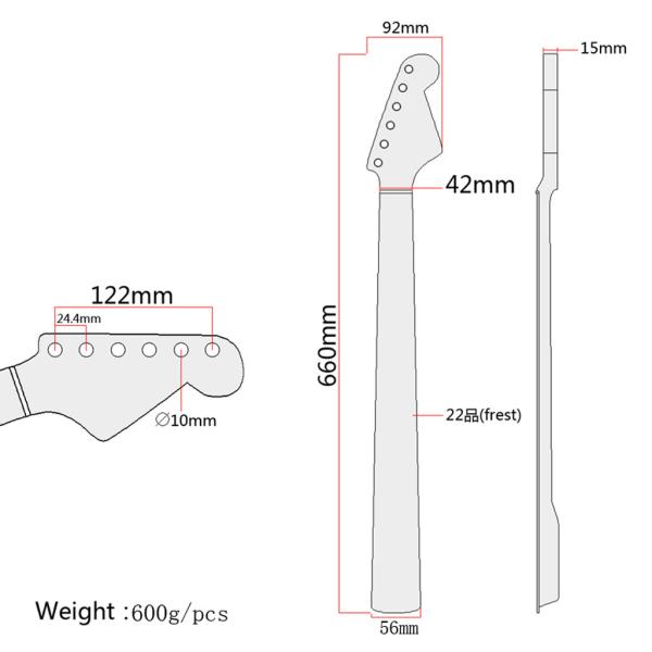 ST Guitar Neck High Gloss 22 Frets For Stratocaster Style Electric Guitar