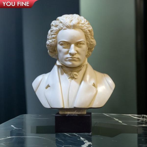 Hand Carved Decorative Natural White Marble Stone Beethoven Bust Sculpture