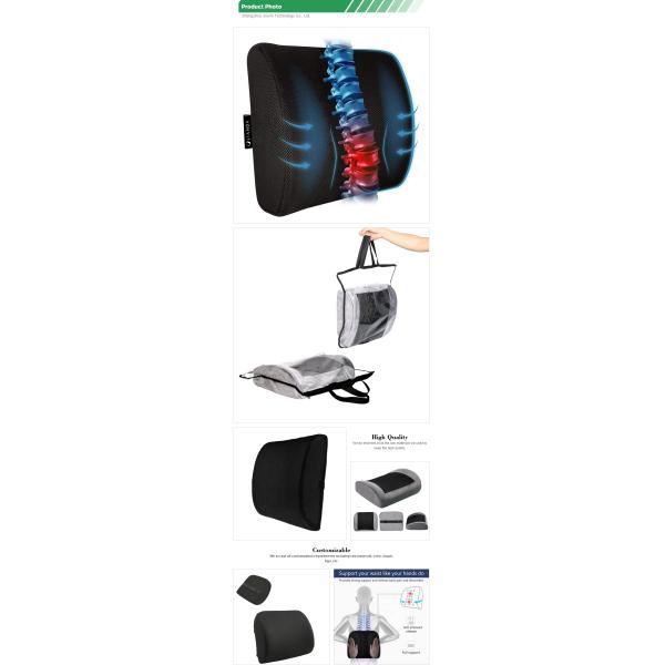 100% Polyester Back Lumbar Support Memory Foam Cushion for Office Chair Car Drivers