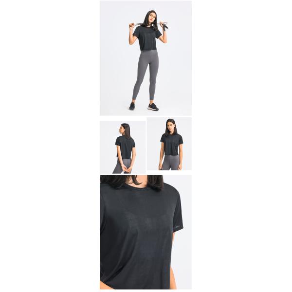 Loose Fit Yoga Short Sleeve Crew Neck T Shirts Breathable Gym Fitness Top
