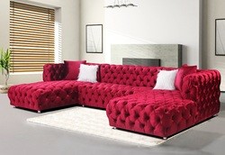 New Fashion Nordic Italian European Luxury Sofa Furniture Classic Black Shinny Velvet Tufted Sectional Sofa For Home