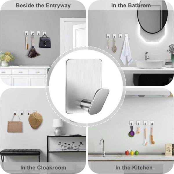 Convenient and Durable Adhesive Hooks for Bathroom Kitchen and Bedroom
