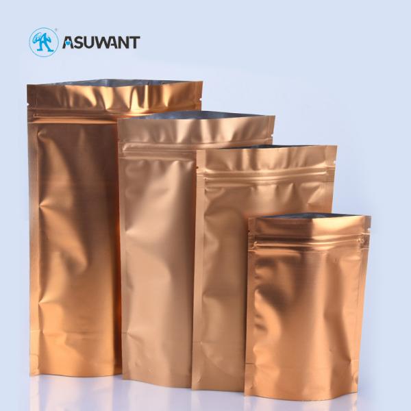 Aluminum Foil Plastic Zipper Packaging Bags Gold Gloden Metallic Matte