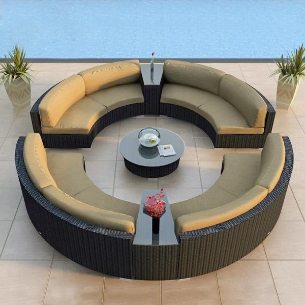 Customized Sizes Rattan Round Day Bed PE Sun Wicker Furniture Outdoor Lying Tent Daybed