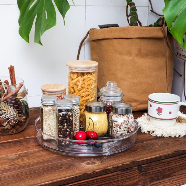 Smooth Rotating Modern Kitchen Plastic Lazy Susan Storage Holders Spice Rack