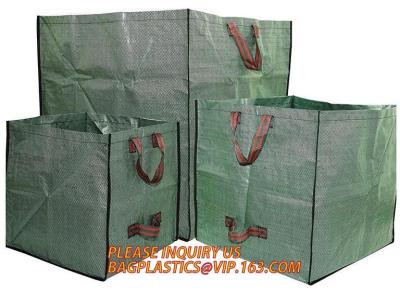 Outdoor Large Capacity Garden Gallon Waterproof Green Lawn PE Woven Waste Bags, Reusable Yard Waste Bags