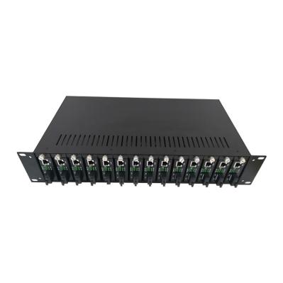 2U 19 chassi da montagem em rack dos entalhes da polegada 14 para o conversor dos meios da fibra ótica