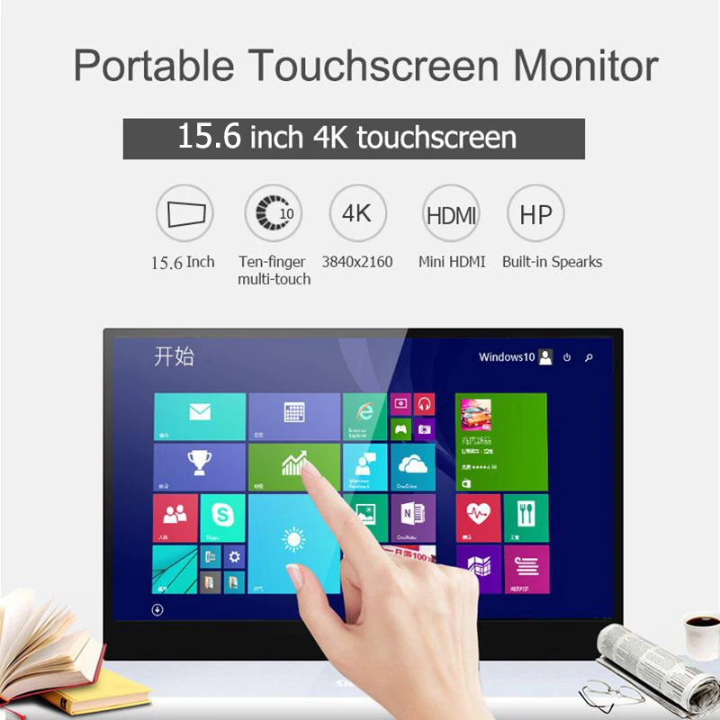 ЖК-игровой 15,6 дюйма 4K портативный сенсорный монитор экрана USB C вход для ПК PS4 Mac Smartphone