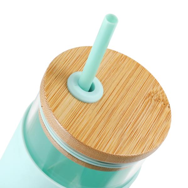 20oz Borosilicate Tumbler Glass Water Bottle With Straw Silicone Sleeve