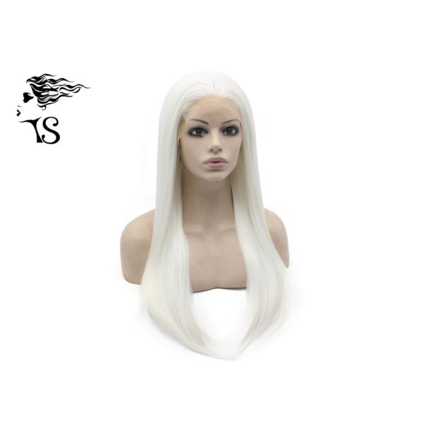 Pale White Colored Long Synthetic Lace Front Wigs For White Women Shedding Free