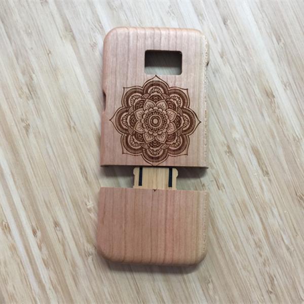 Carving Design Cherry Samsung Wood Case S7 Edge Use Separating Type