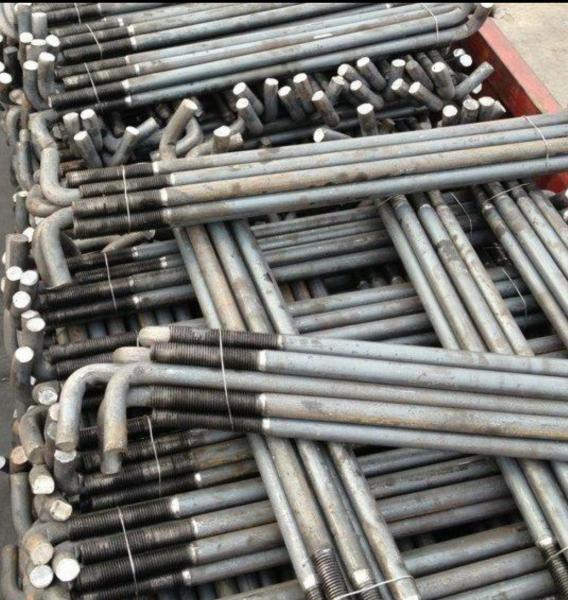 L Shaped Foundation Anchor Bolts , Holding Down Bolts Carbon Steel For Concrete M24 M36