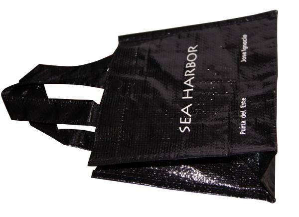 Durable PP Woven Shopping Bags Reusable water proof recycle  Black color